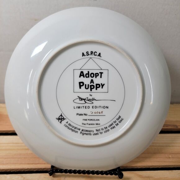 Franklin Mint A.S.P.C.A. Ltd Ed Fine Porcelain Collector's Plate "Adopt A Puppy" - Picture 2 of 4